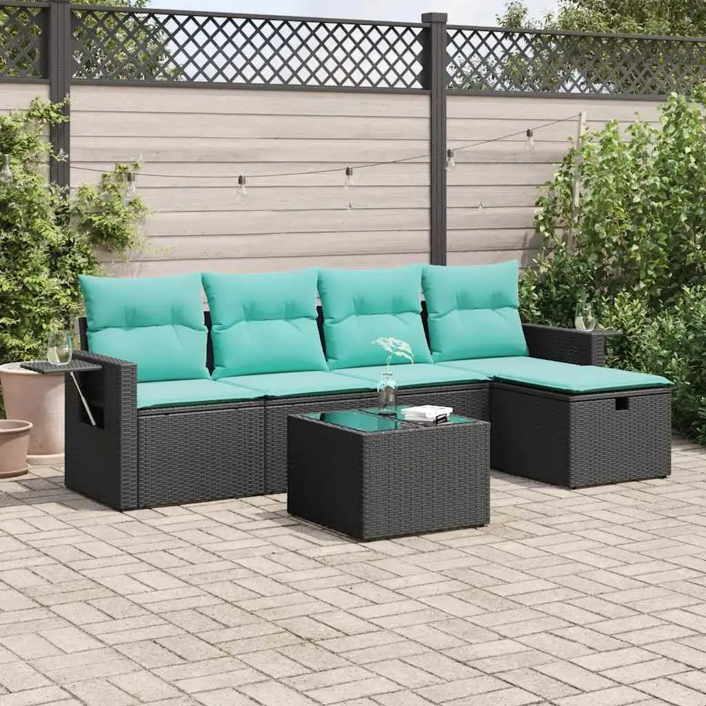 

6 Piece Outdoor Patio Rattan Sofa Set with Cushions Comfortable Seating for Garden Balcony Living Room Furniture