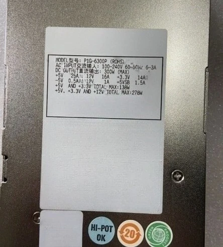 

Brand New 1PCS P1G-6300P Power Supply 300W 1U 100-240V 60-50Hz 6-3A Expedited shipping