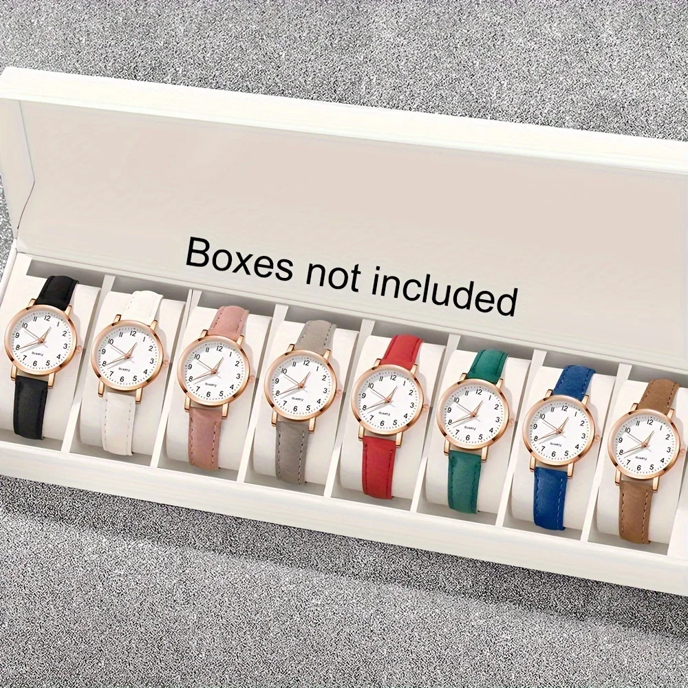 ABCElegant 8-piece women's quartz watch with faux leather strap-