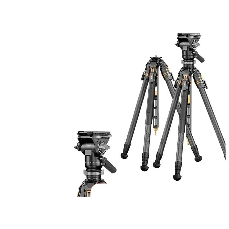 T1 carbon fiber camera tripod, quick release panoramic hydraulic damping gimbal micro single reverse