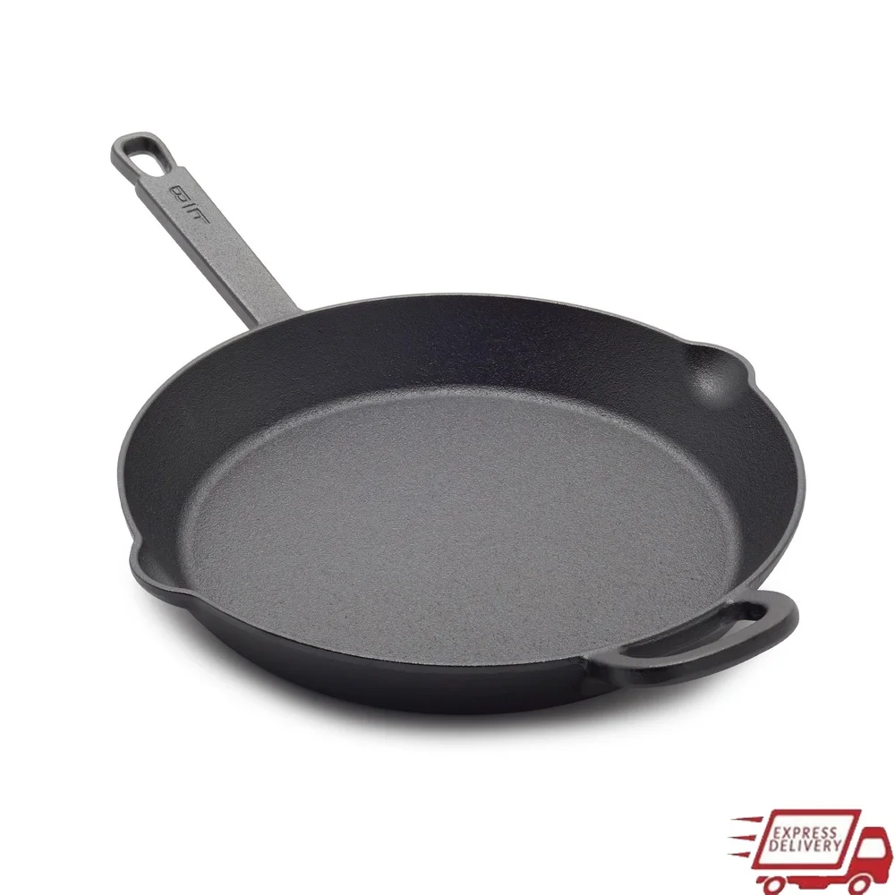 

Pre-Seasoned Cast Iron Skillet with Helper Handle Heavy Duty Nonstick Versatile Cookware Searing Baking Frying Grilling Oven Use