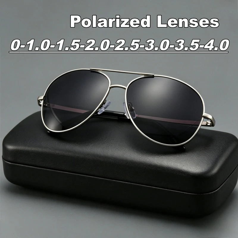 

Fashion Polarized Myopia Sunglasses Metal Frog-Eye Frames Unique Trendy Men's Driving Shades Eyewear Women's Goggles 0 To -4.0