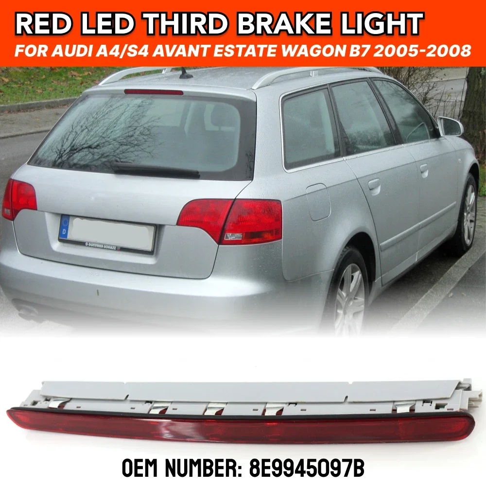 8E9945097B High Mounted Brake Light Auto For Audi A4 B7 2005 2006 2007 2008 Rear 3rd Brake Light Red/Smoked