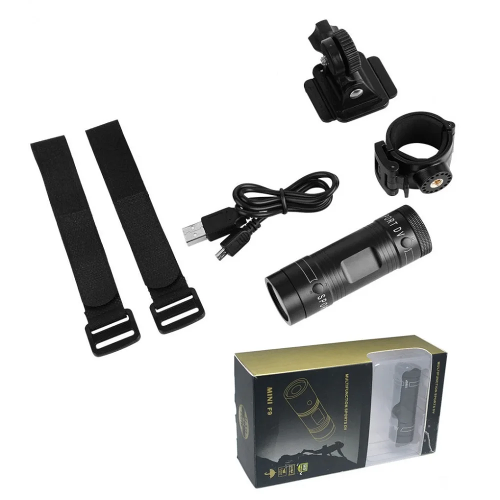 F9 عمل كاميرا كامل HD 1080P دراجة نارية خوذة الكاميرا في الهواء الطلق الرياضة DV فيديو DVR مسجل الصوت داش كام لسيارة دراجة