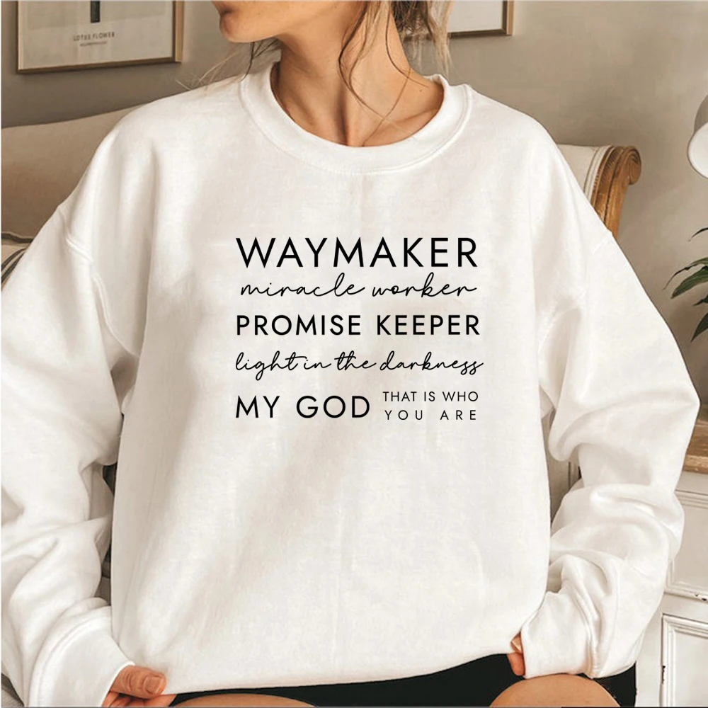 Christian Sweatshirt Waymaker Clothes Religious Gifts Women Crewneck Sweatshirts Faith Hoodie Bible Verse Pullover Christian Top