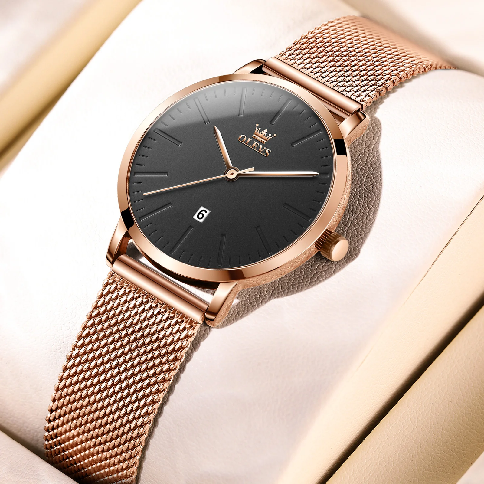 

OLEVS Fashion Luxury Waterproof Mesh Belt Watches for Women Original Calendar Classic Business Simple Quartz Women's Wristwatch