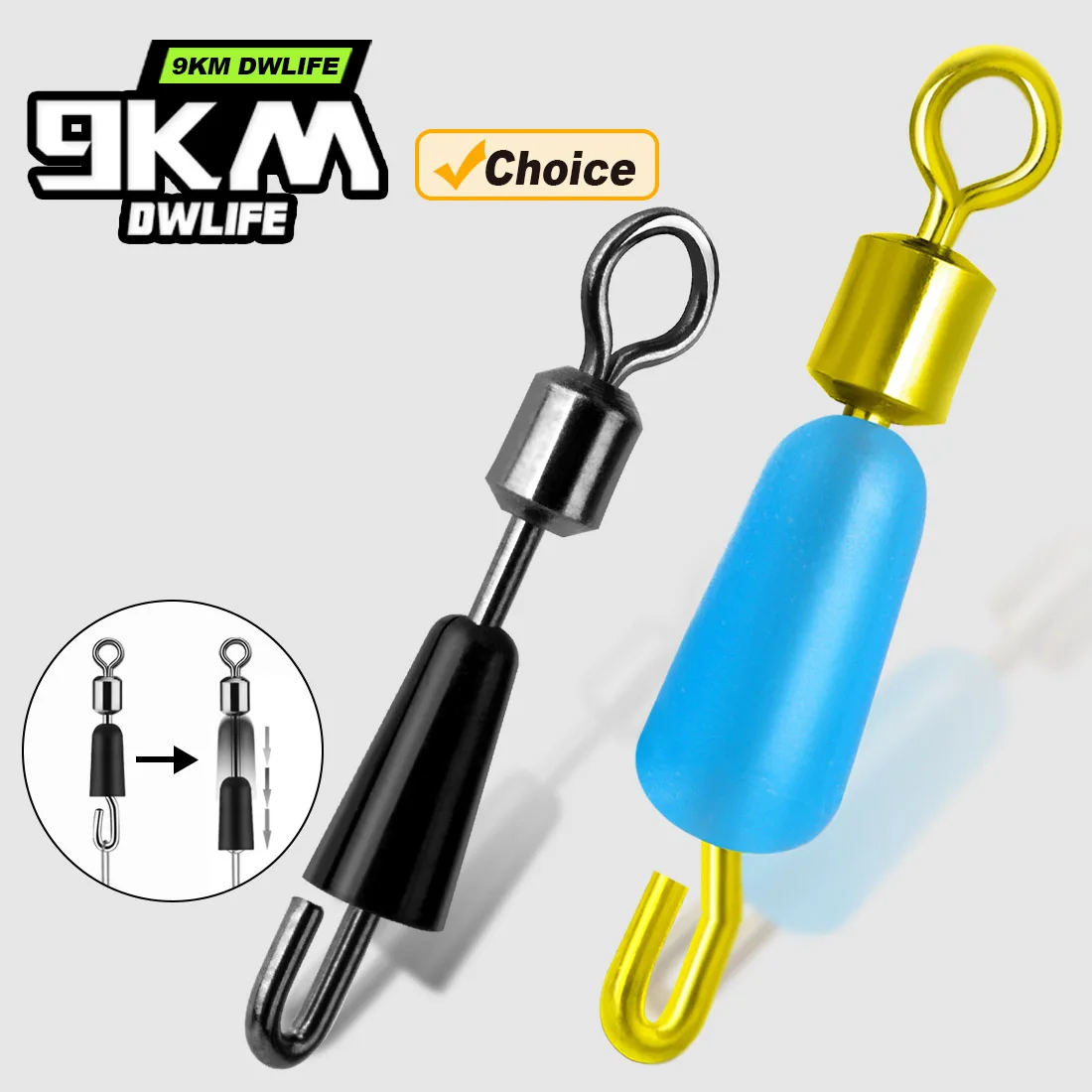 Eslabones giratorios 9KM – Cambio rápido con silicona para pesca de carpa - imagen 3