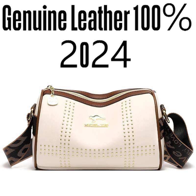 2024 New Genuine Leather Women\'s Shoulder Bag Luxury Brand Designer Women Crossbody Bolsas Fashionable Minimalist Female Wallet