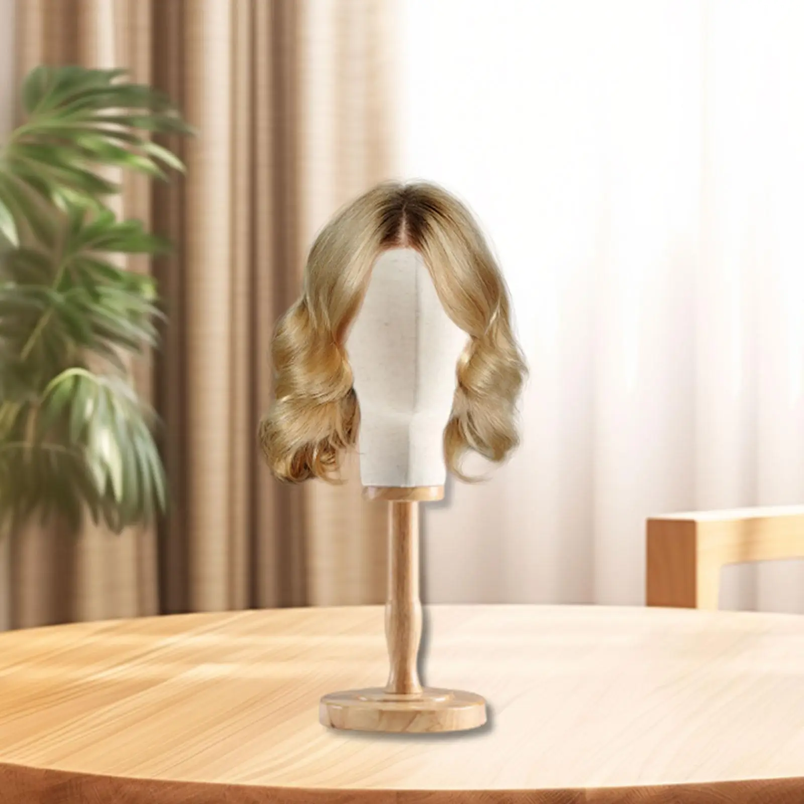 

Mannequin Head Hat Display Stand Sturdy for Barbershop Accessories Elegant Professional Multifunctional Wooden Base Linen Cover