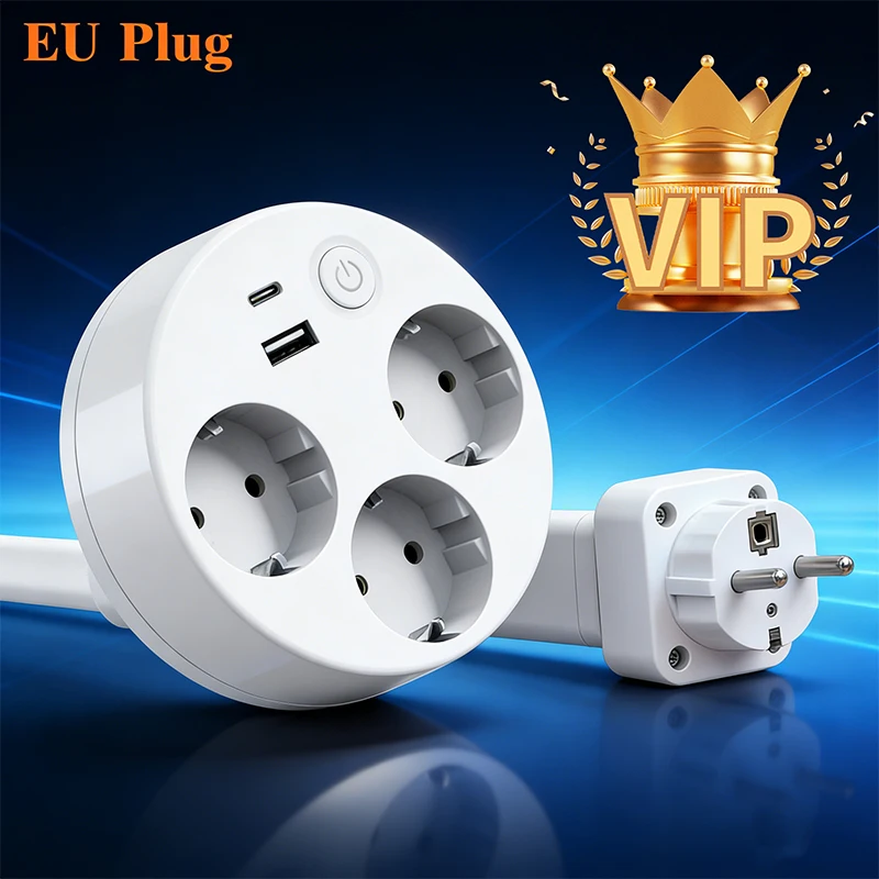

European Clamping Power Strip With Extension Cable, Suitable For Office, Home School And Other Scenarios