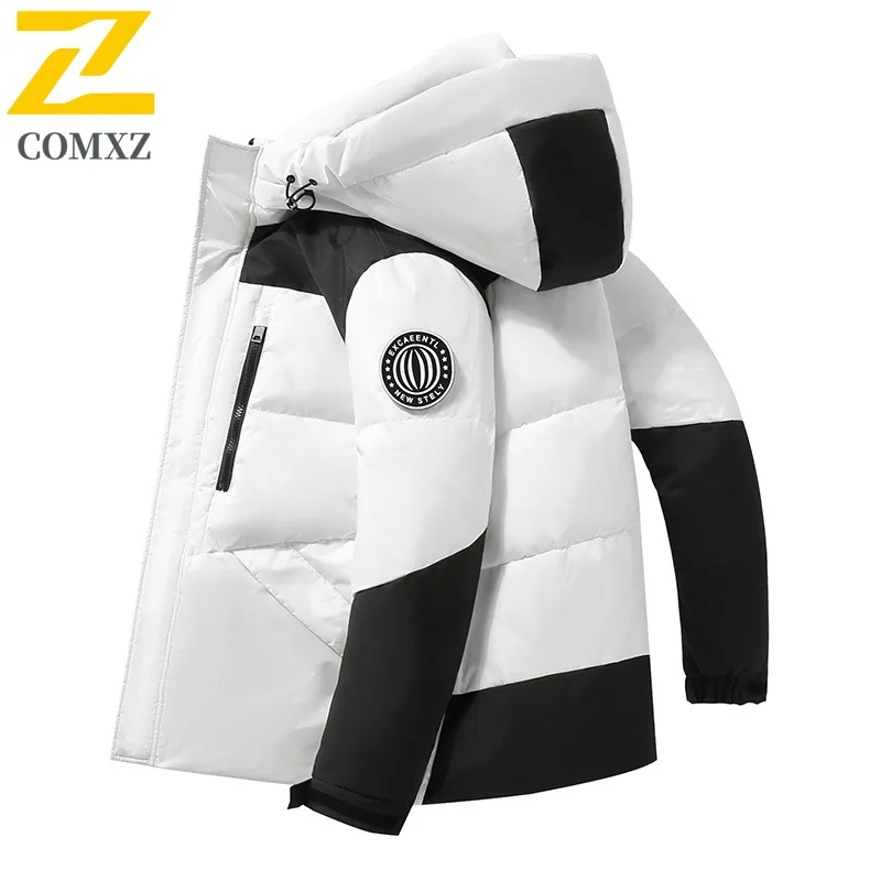COMXZ ​Men's Winter Detachable Sleeves Jacket Hooded Windproof Puffer Coat Convertible Vest Thickened Parka Workwear​ 2025