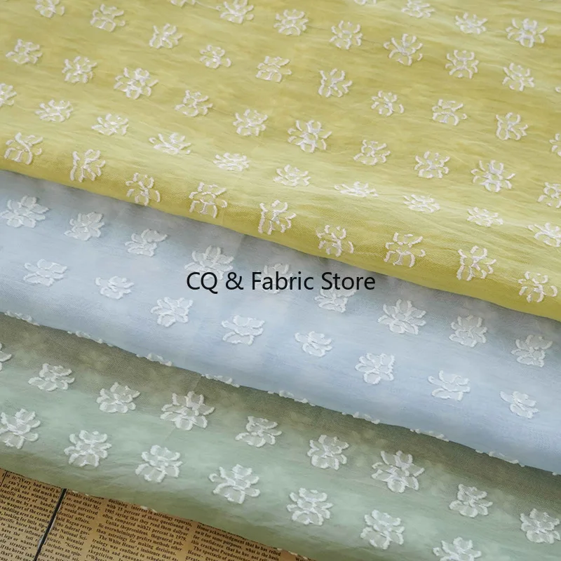 Soft Candy Color Cut Jacquard Chiffon Fabric For Dress Spring Summer Clothig Fabric Designer    By The Meter