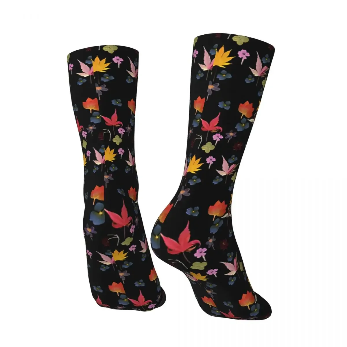 Crazy compression Dark Floral Leaf Garden Sock for Men Vintage Quality Pattern Crew Sock Novelty