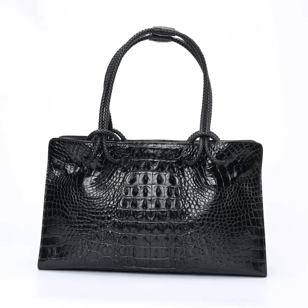 New Oversized Siamese Crocodile Bag Shoulder Bags Female Rope Handbag Genuine Leather Suede Large Capacity Women Top-handles Bag