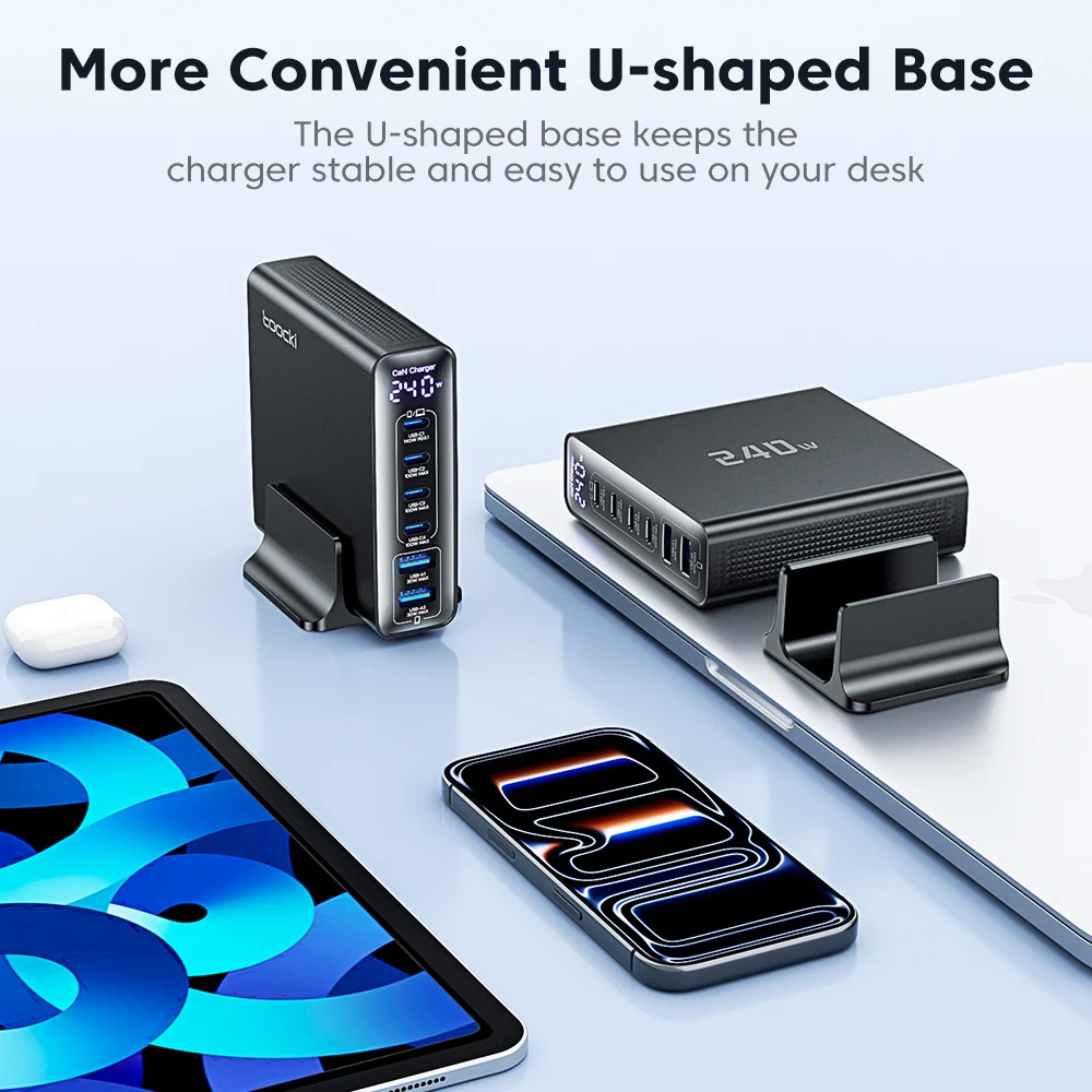 Toocki 240W 데스크탑 GaN 충전기 PPS PD3.1 QC4.0 140W 고속 충전 USB 타입 C 충전기 노트북 태블릿 아이폰 삼성 샤오미용