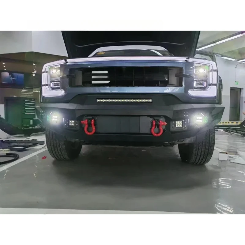 

Аксессуары для модификации внедорожников Shark 6 4x4 — Передний бампер (стальной бампер-кенгурятник / бампер с подступенками)