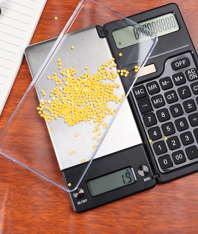 Báscula de joyería 2 en 1 bolsillo electrónico 1000g X 0,1g balanza Digital de joyería + calculadora con dígitos pantalla LCD