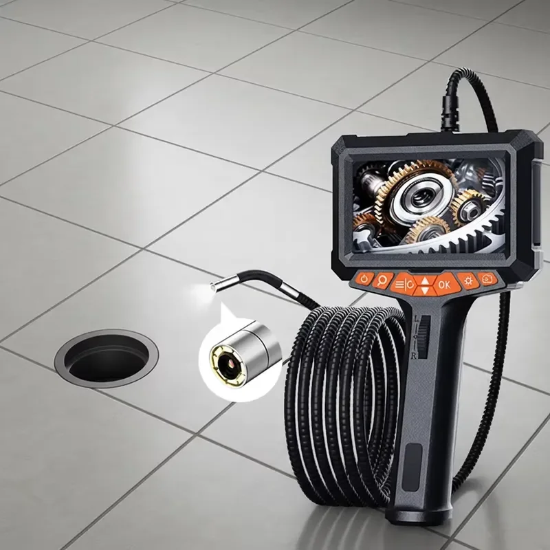 Semi Rigid Snake Endoscope with 5 Inch Display 1080P HD IP67 for Curved Pipeline and Drain Inspection