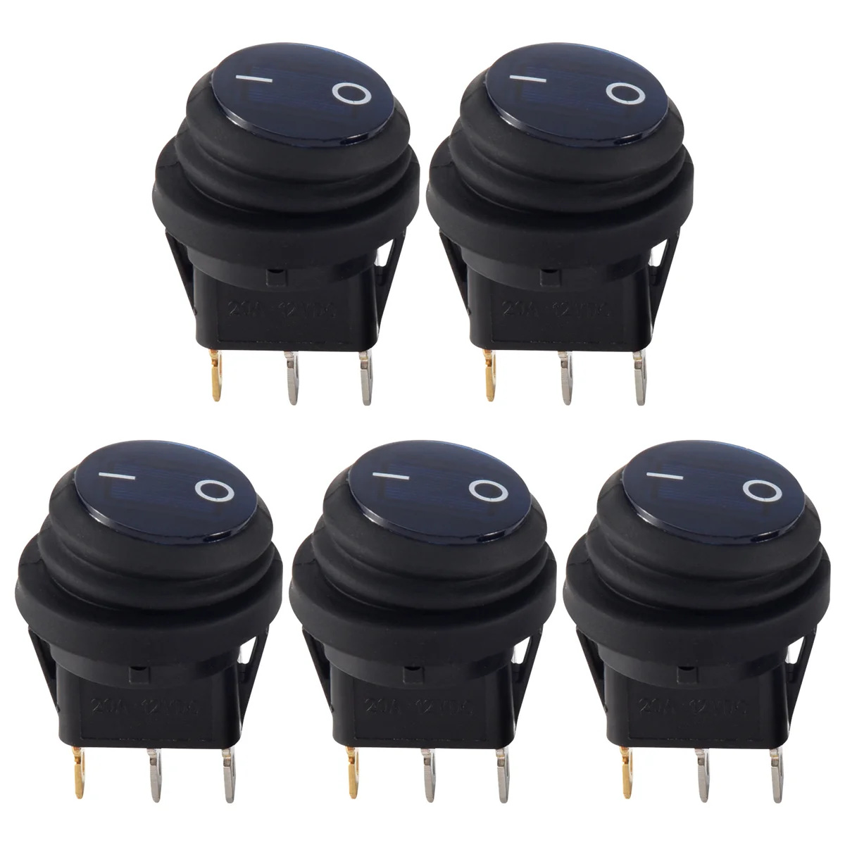 5 pcs 12V 20A Waterproof Round On/Off Rocker Switch Car Auto Boat