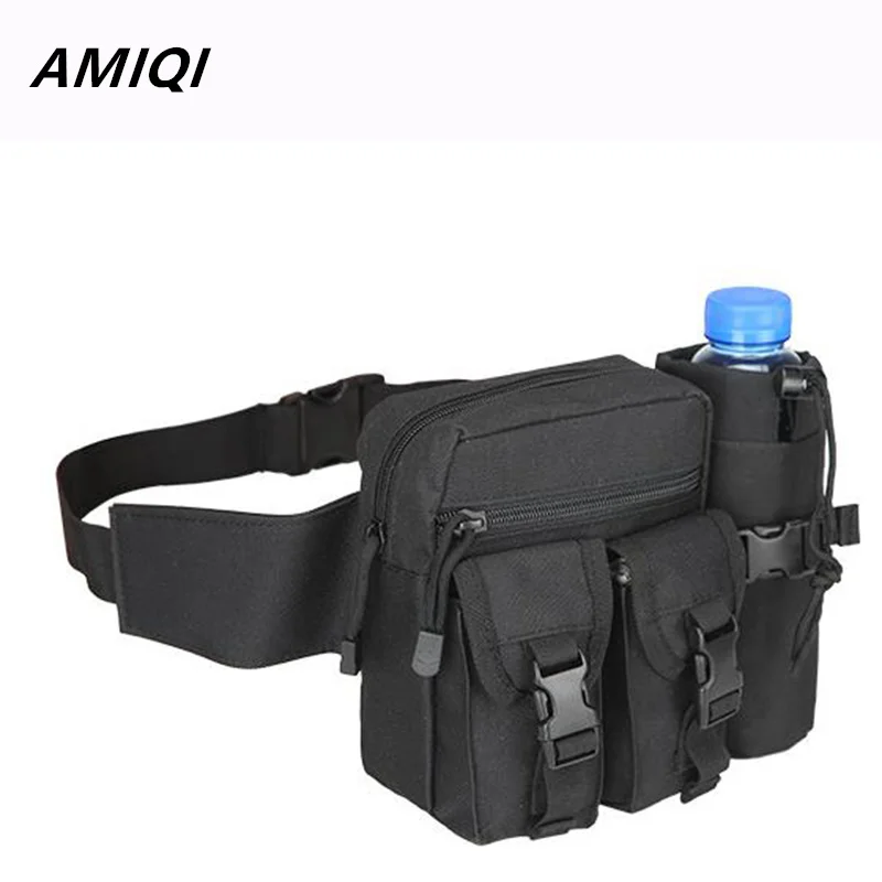 AMIQI Outdoor Sports Mud Green Climbing Camp Belt Bag Men\'s Waist Pack Nylon Hiking Water Bottle Phone Bag mochilas de h