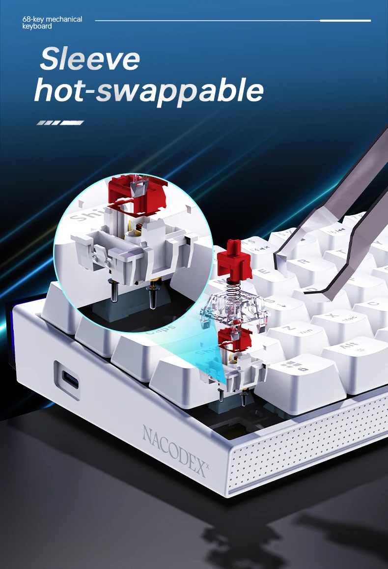 AJAZZ NK68-68% Konfigurierbare Kabelgebundene Mechanische Tastatur, mit RGB-Beleuchtung, Hot-Swap-fähige Gaming-Tastatur – Detail 4