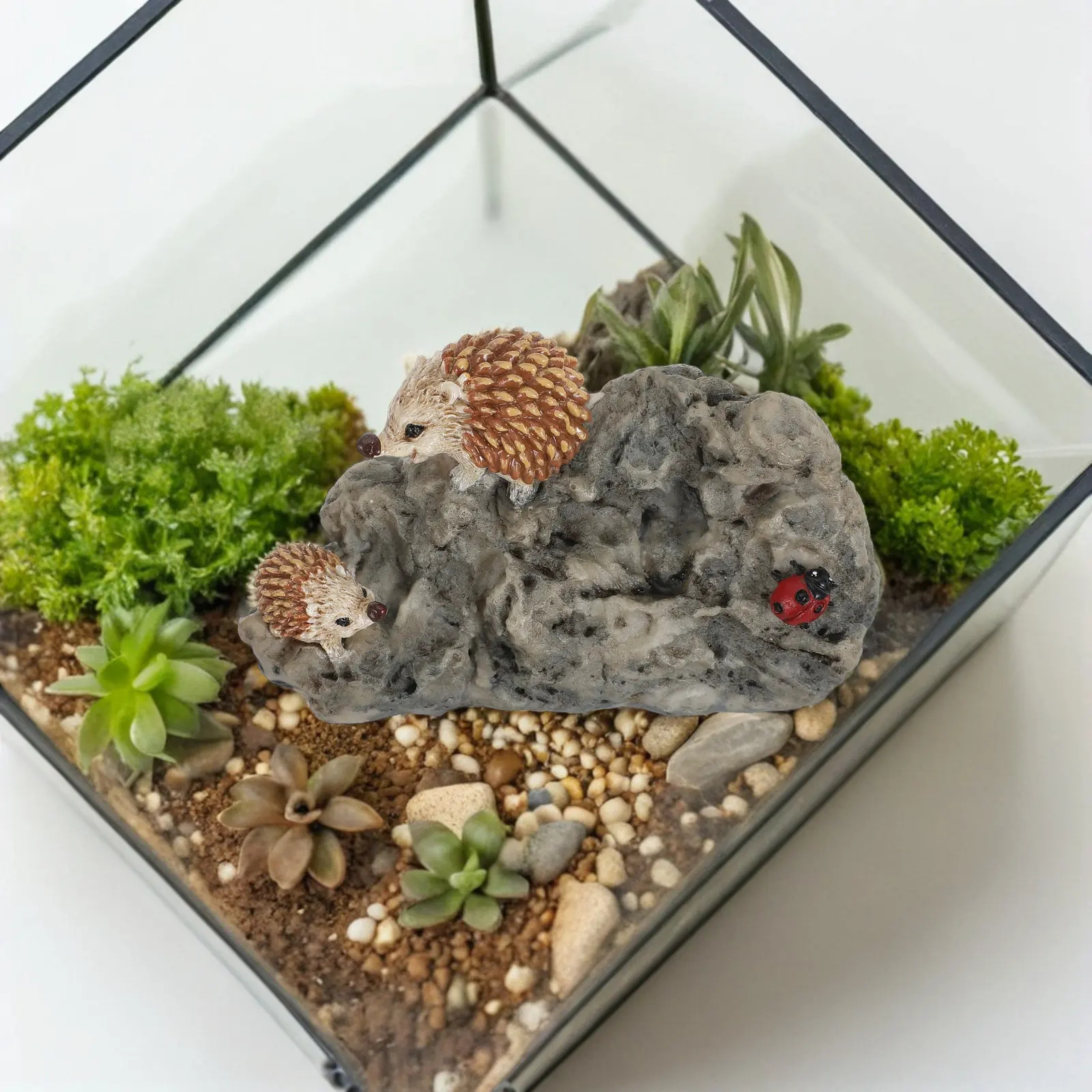 Natural Looking Hedgehog Decoration for Indoor Outdoor Use Fireplace Mantel Entryway Hallway Window Sill Tabletop Display