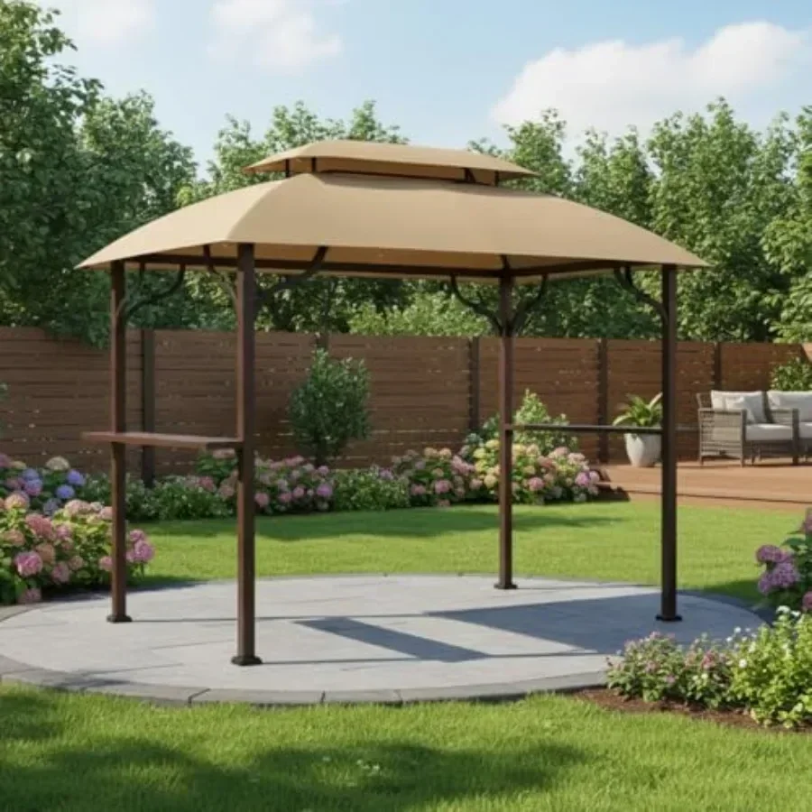 Reinforced RipLock 350 Replacement  Top Cover for Greenvail 8' x 5' Grill Gazebo Models A103001900 and A103001911 in Black Dura