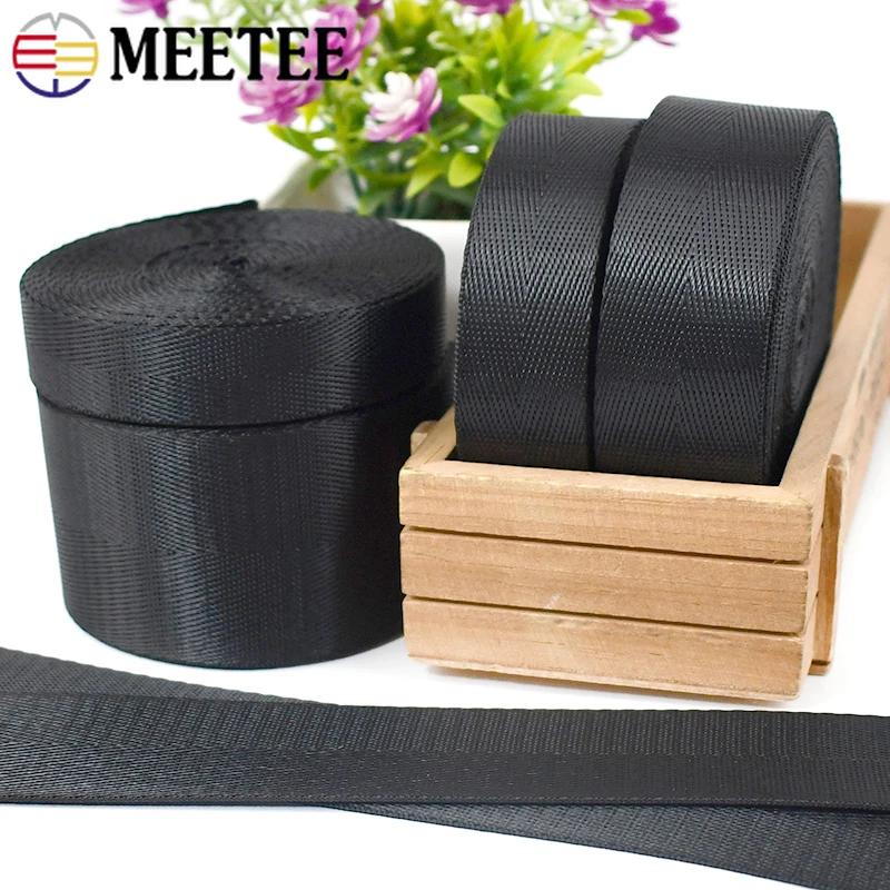 1/2/3/5Meters 20-50mm Black Nylon Webbings Tape For Bags Handbag Strap Ribbon Safety Belt Bias Binding DIY Backpack Accessories