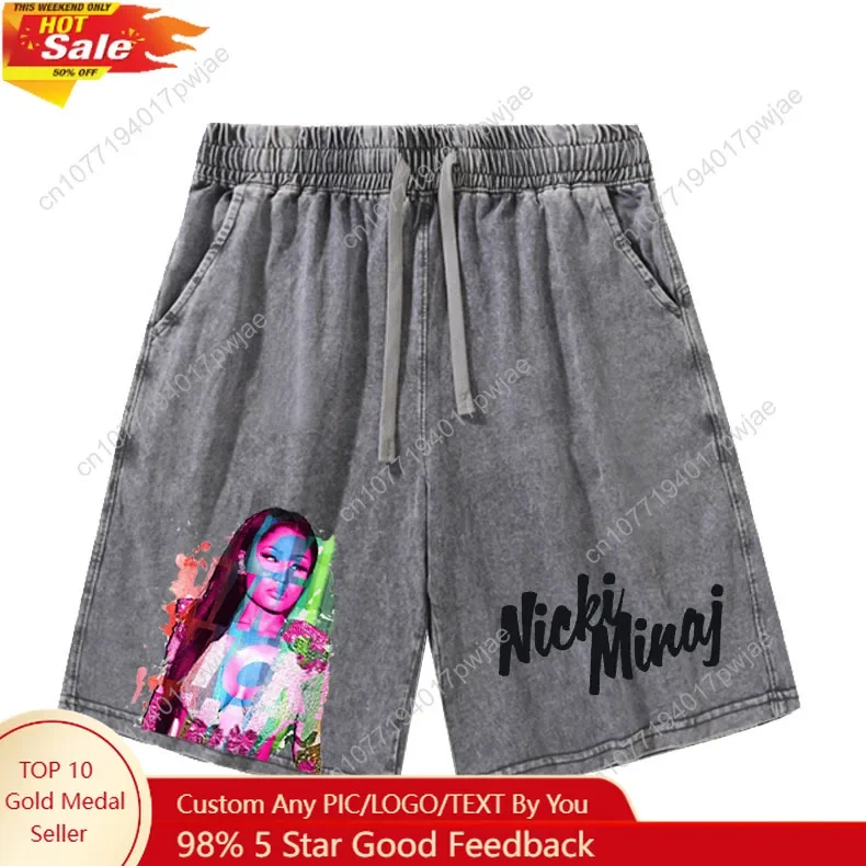 

Hot Rapper N-Nicki Minaj Shorts Mans Womans Teenager Retro Short Pants Vintage Cotton Elastic Soft Beach Shorts Customized Pants