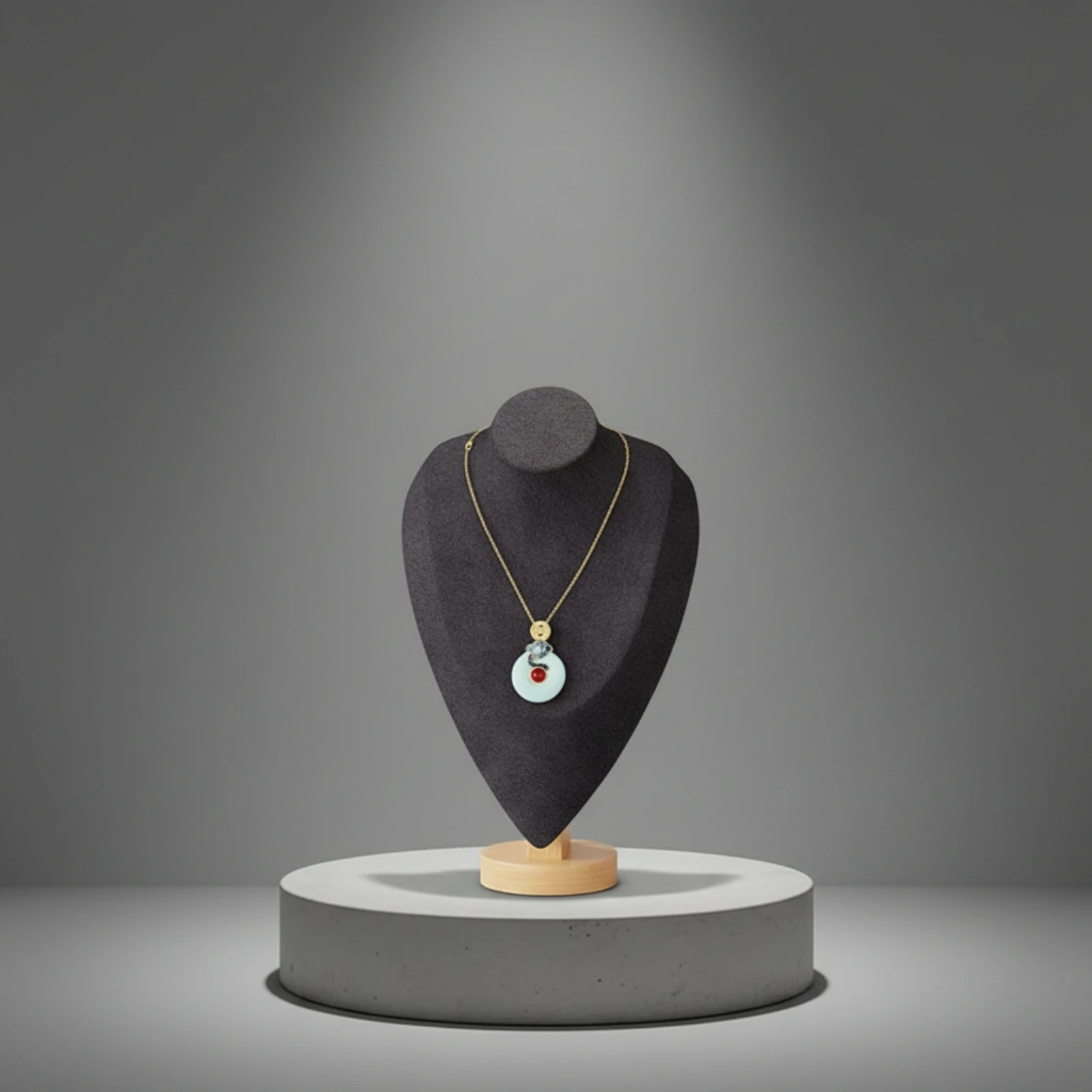 Necklace Display Bust with Wood Base Classic Design Necklace Display Bust Elegant One-Tier for Boutique Owners, Market Stall