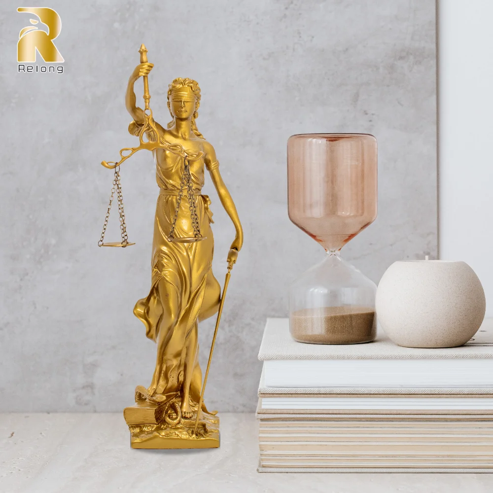 28cm Goddess of Justice Greek Bronze Sculpture Bronze Blind Justice Statue with Scales and Sword Lawyer Office Home Decor Gift