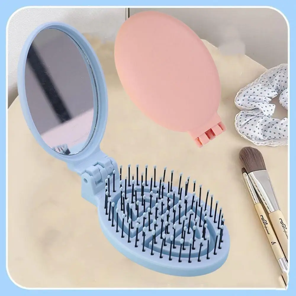 

Mini Portable Folding Hair Comb With Mirror Anti-static Styling Accessories Lightweight Travel Hair Brush Comb For Women Girls