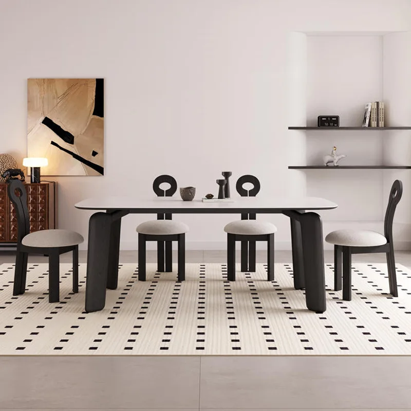 

Delifeng solid wood dining table, rectangular modern, simple home, small apartment, wabi-sabi wind slab, elephant leg dining tab