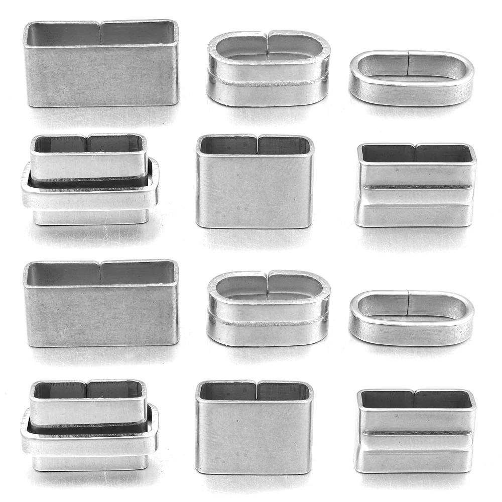 5 teile/los Große Loch Platz Edelstahl Perlen Fit Flache Leder Seil Schnalle Spacer Rohre Perle DIY Schmuck Machen Zubehör