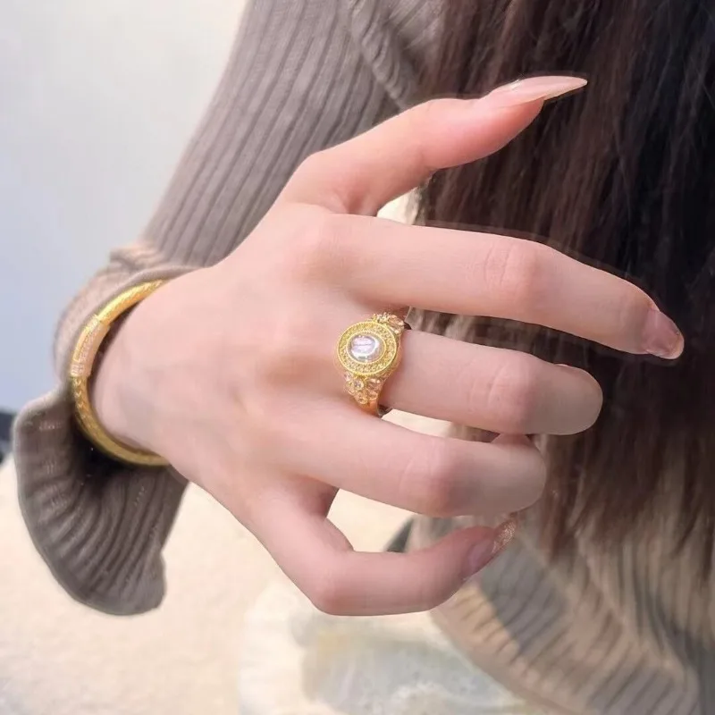 خاتم ضوء القمر الأبيض، مجوهرات متخصصة ومتعددة الاستخدامات، مزاج مجوهرات راقي رائع، مجوهرات فاخرة خفيفة، التنقل اليومي