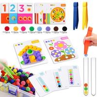 Counting Pompoms with Matching Sorting Cards Preschool Math Learning STEM Education Fine Motor Skill Activities Kids Toys Gifts
