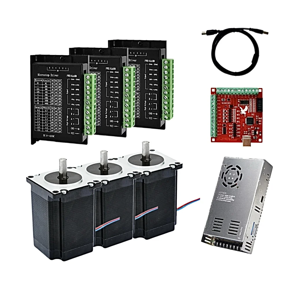 CNC 3 4 Axis Kit CNC Nema 23 2N 76mm Stepper Motor Driver TB6600 DM542 mach3 Controller + 350W 36V power PSU