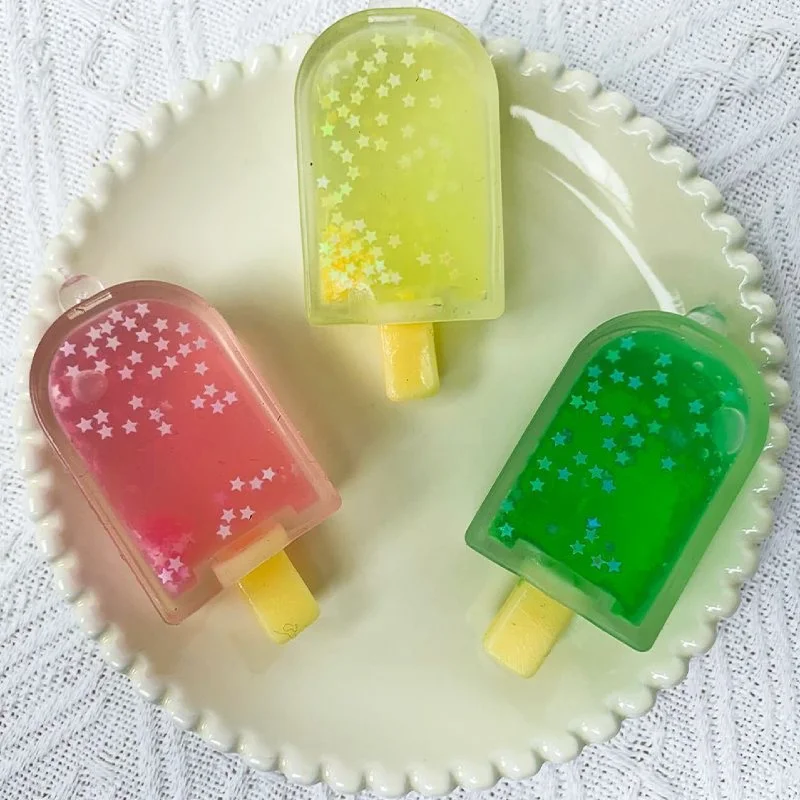 Mini anciers de crème glacée à paillettes colorées pour enfants, Mochi Taba Squishy, anciers de popsicle, jouet anti-stress Fidgeing TPR, instituts pour le stress, cadeau pour fille, nouveau