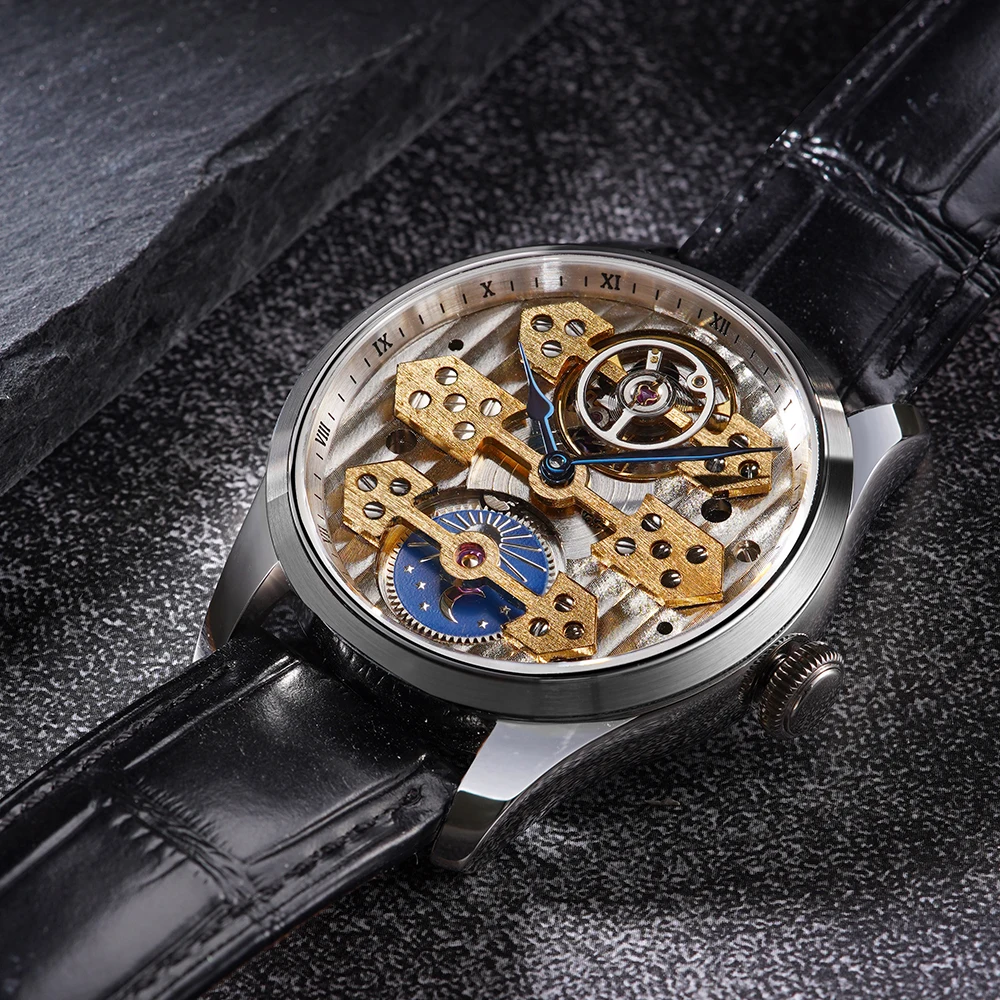 FARASUTE New Casual Wristwatch For Male Fashion Manual Mechanical Watch Men Sapphire Crystal Stainless Steel Montres Pour Hommes