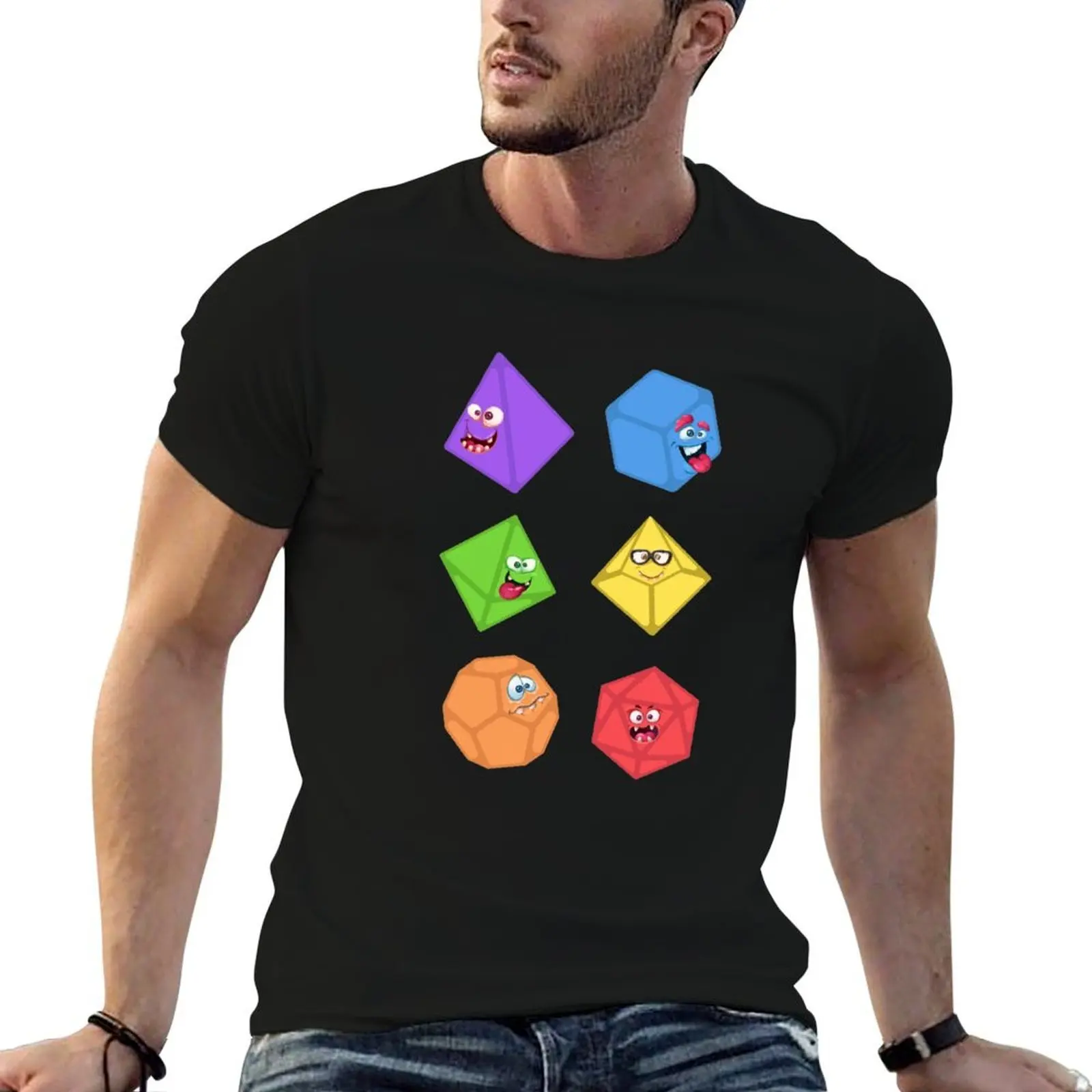 Cute Polyhedral Dice Monster Tabletop RPG T-Shirt funny shirt cotton funny costumes t shirts for men cotton