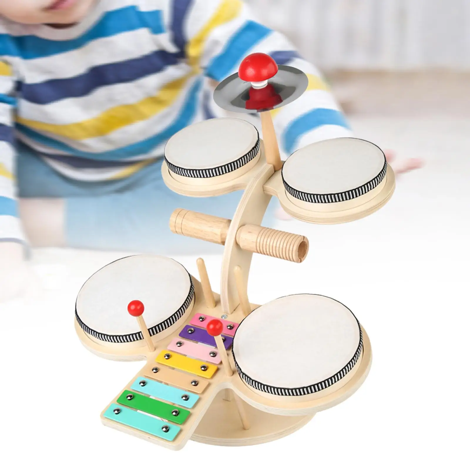 Kids Drum Set Birthday Gift Hand Eye Coordination Party Favors Developmental Montessori Musical Instruments Set Musical Toys