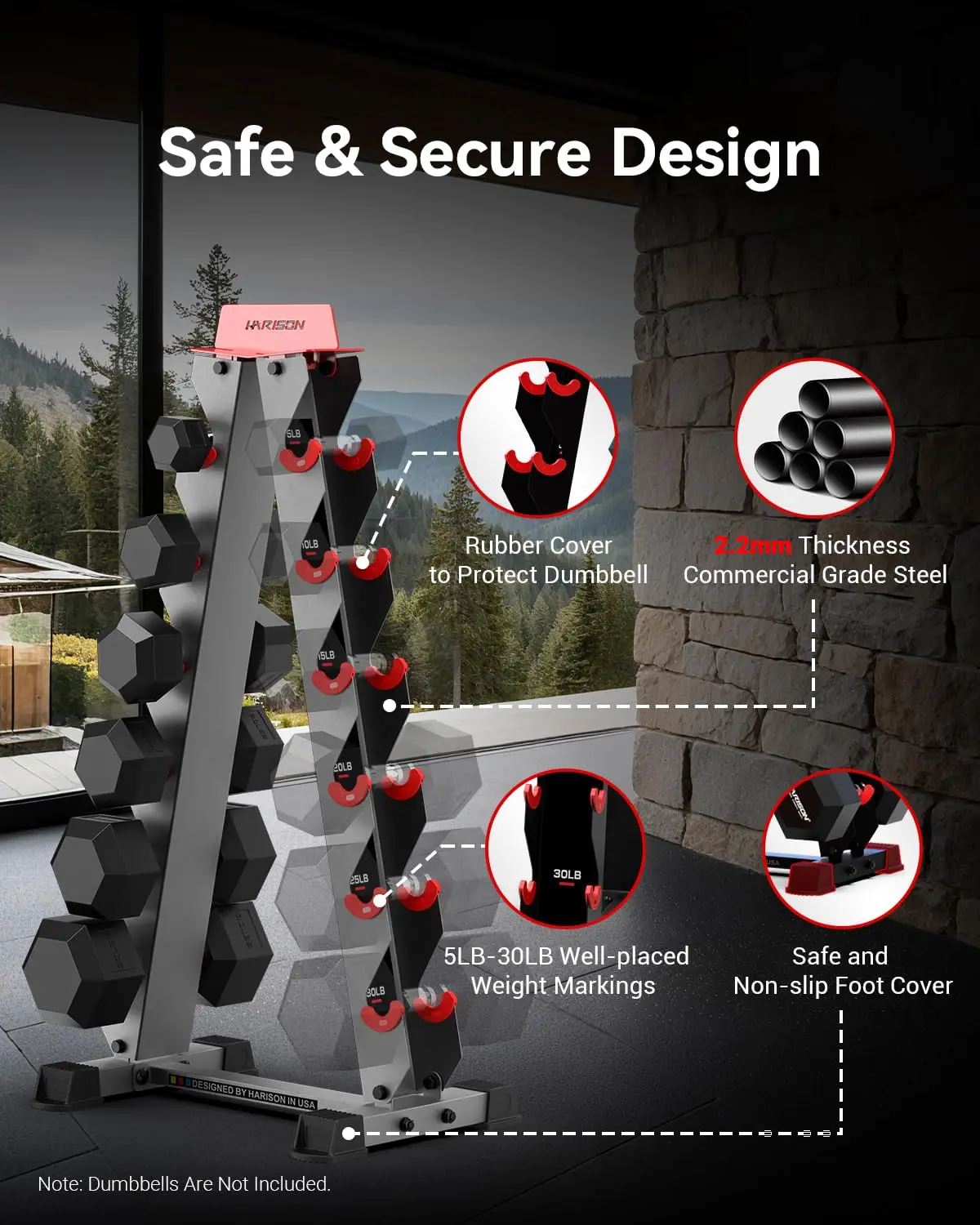 6-Tier Dumbbell Rack Stand, A-Frame Design Weight Rack, Customized