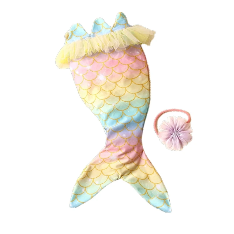 Newborn Photo Set Mermaids Costume Flower Headband Photo ps Baby Photo Costume Infant Photography Suit 2PCS