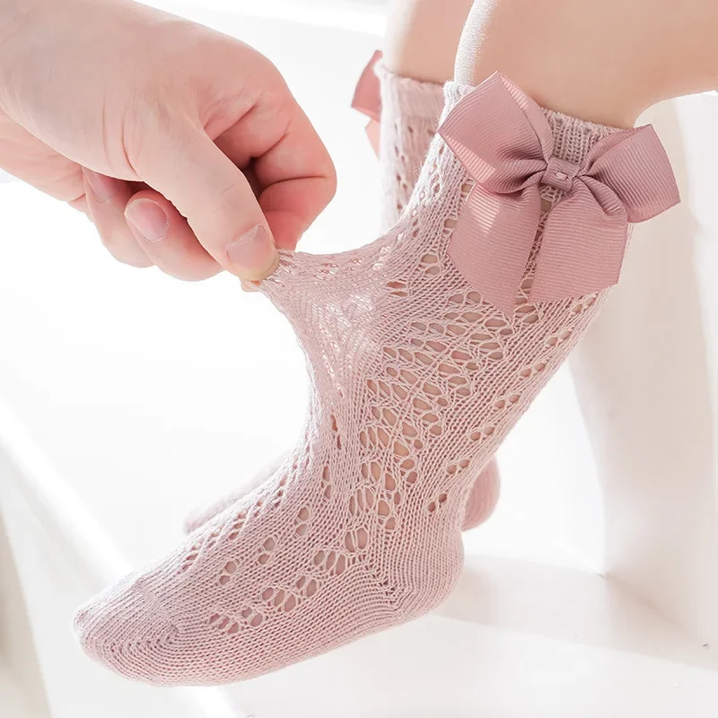 

Baby Girl Socks 0-5Years Princess Knee Socks Cotton Summer Mesh Lace Bow Toddler Newborn Infant Long Socks 2025 New