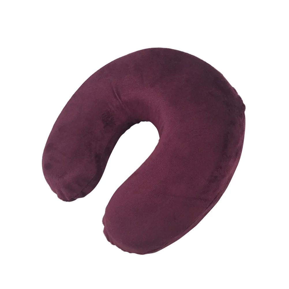 

Memory Foam U-Shaped Neck Pillow Wine Red Comfortable Travel Cushion for Airplanes Trains Home Office Neck Support Pillow