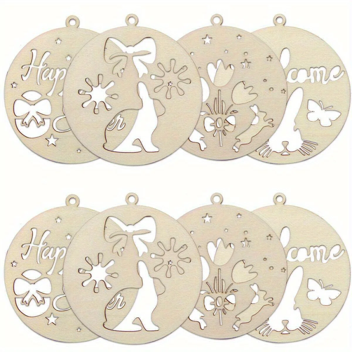 8 قطعة زخرفة عيد الفصح الخشبية الجوف الأرنب زهرة معلقة المعلقات لعيد الفصح سعيد الربيع ديكور حفلات الاطفال دهان داي الحرف