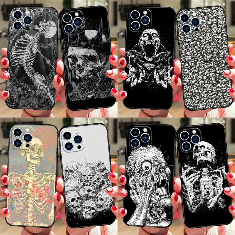 Gothic Fashion Skull Case For Xiaomi Redmi Note 12 9 10 11 13 14 15 Pro Plus Cover For Redmi 13C 12C 10C 14C 15 C