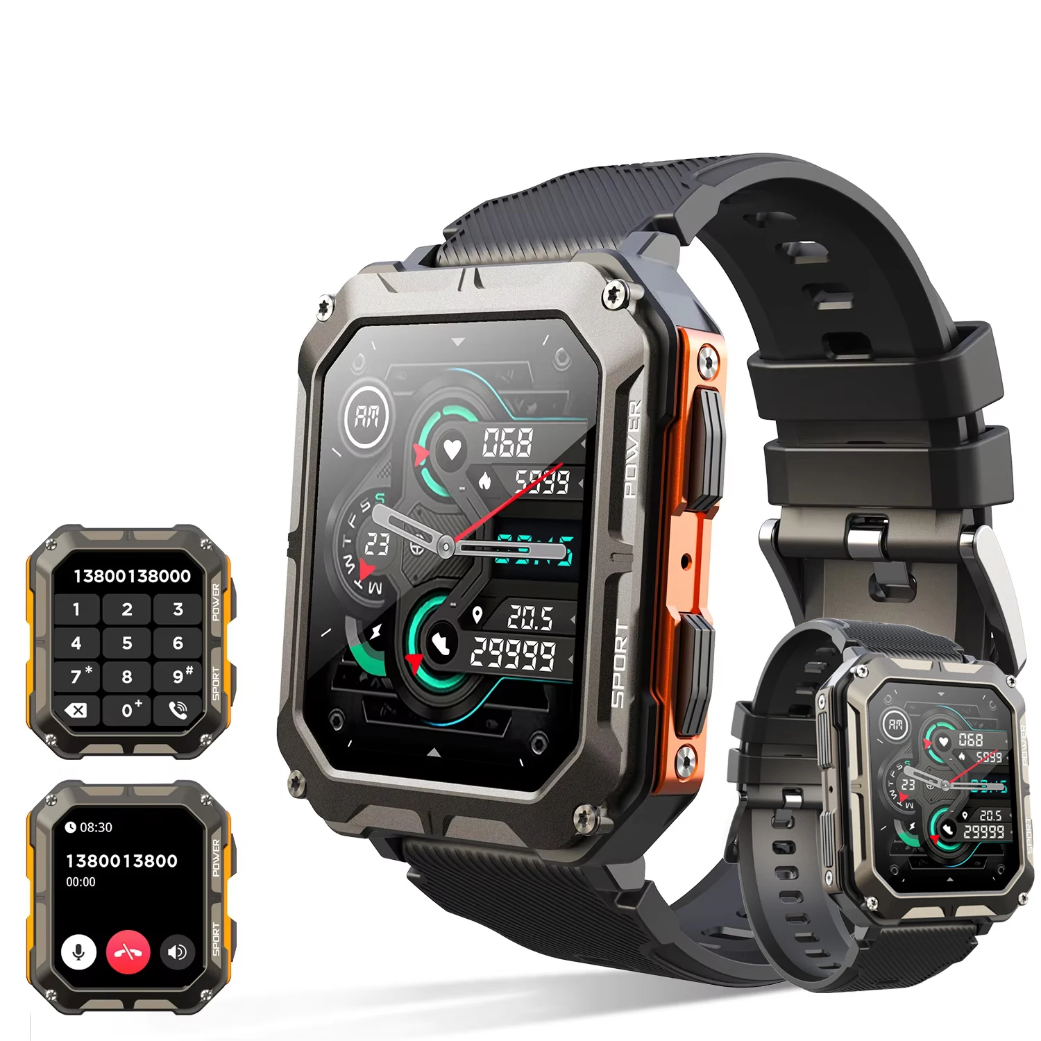 

Смарт-часы C20Pro для мужчин, фитнес-трекер, голосовой помощник, Bluetooth-вызовы, для бизнеса, активного отдыха, водонепроницаемые IP68