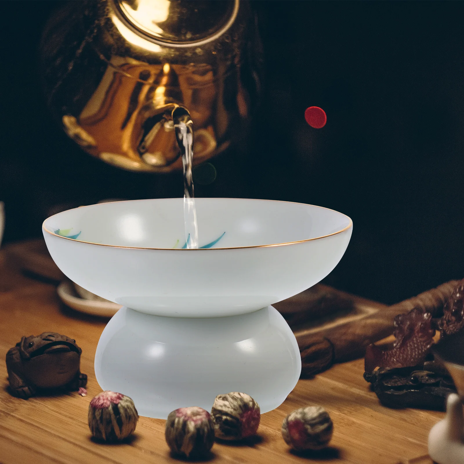 

Ceramic Tea Filter Classic Tea Strainer Infuser for Home Office with Stand Holder and Fine Filter