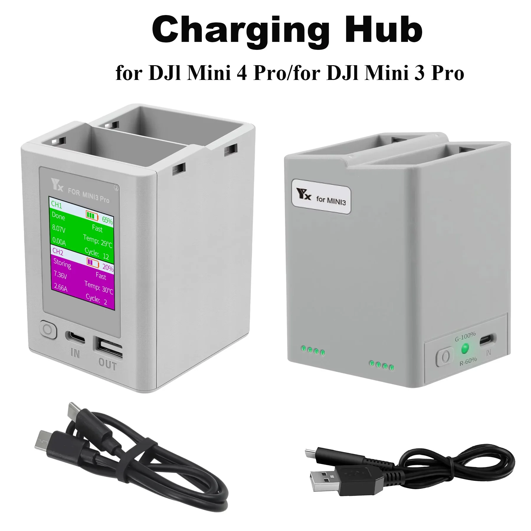 

Зарядный концентратор с двусторонним цифровым дисплеем, интеллектуальное зарядное устройство для DJI Mini 4 Pro/Mini 3 Pro, зарядный дрон Butler Power Bank